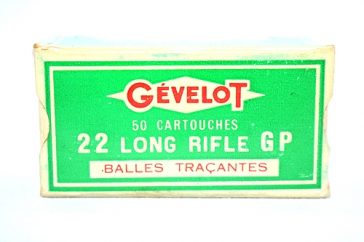 Box of 50 Vintage Gevelot 22 Long Rifle GP Flame Tracer Bullets
