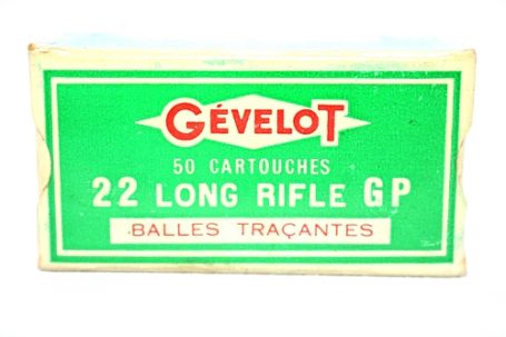 Box of 50 Vintage Gevelot 22 Long Rifle GP Flame Tracer Bullets