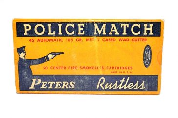 50 Round Box of Vintage Police Match 45 Automatic 185 Grain Cartridges